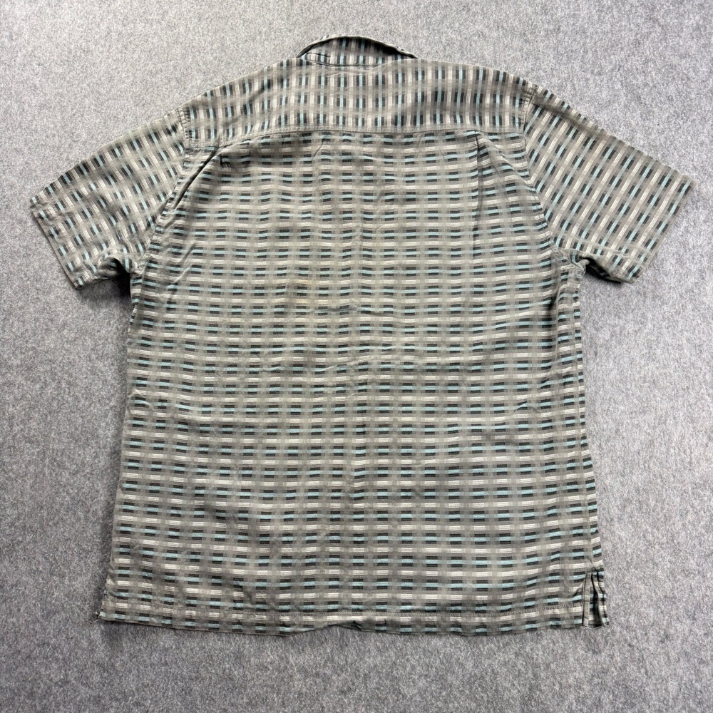 Tommy Bahama Mens Camp Shirt Large Gray Geometric Print Heritage Silk Cotton - Picture 7 of 11